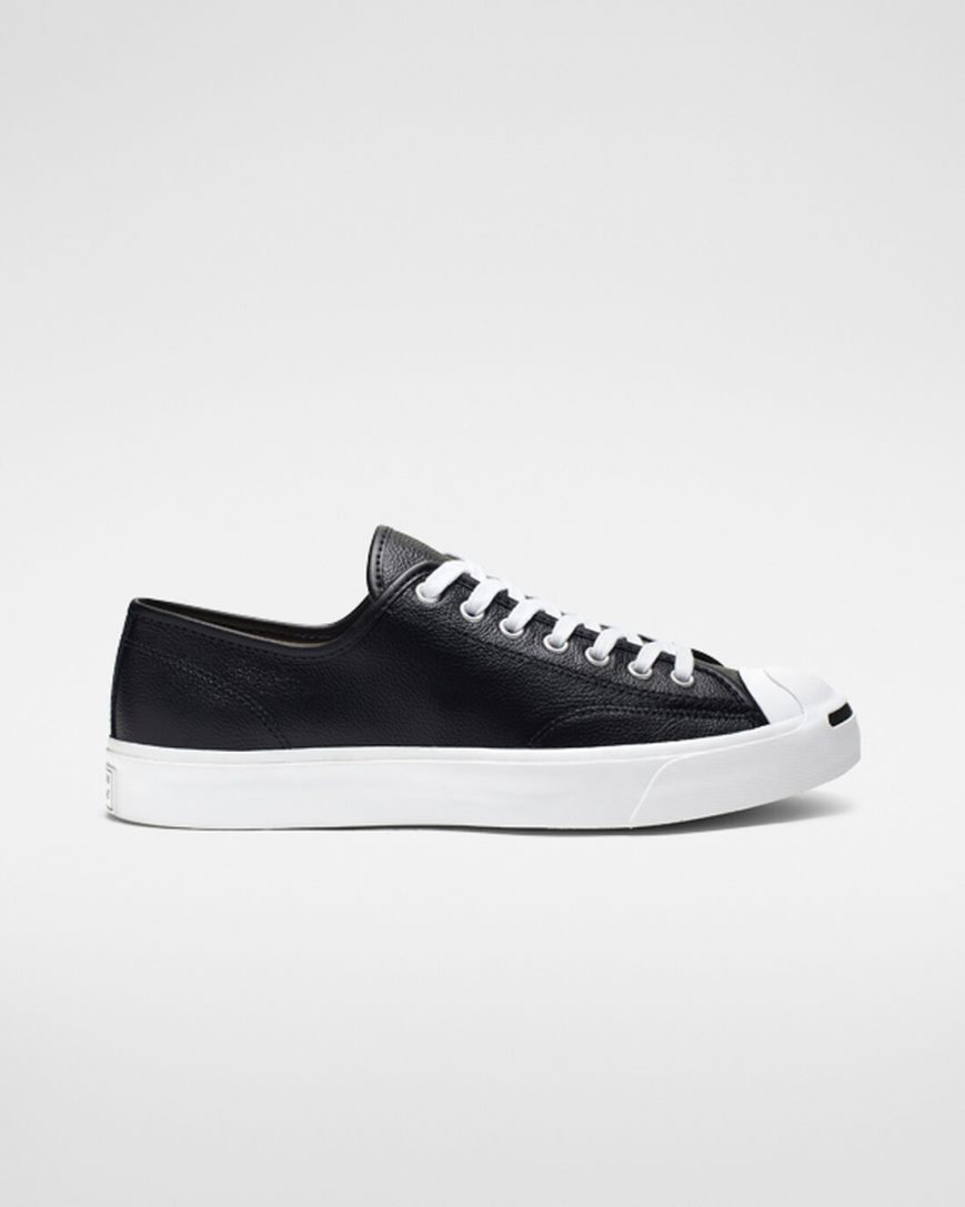 Tenis Converse Jack Purcell Couro Cano Baixo Feminino Pretas Branco | PT M08T370